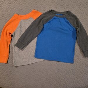Cat & Jack Long Waffle Knit Sleeve Raglan Tees - Orange, Gray, Blue, 3T
